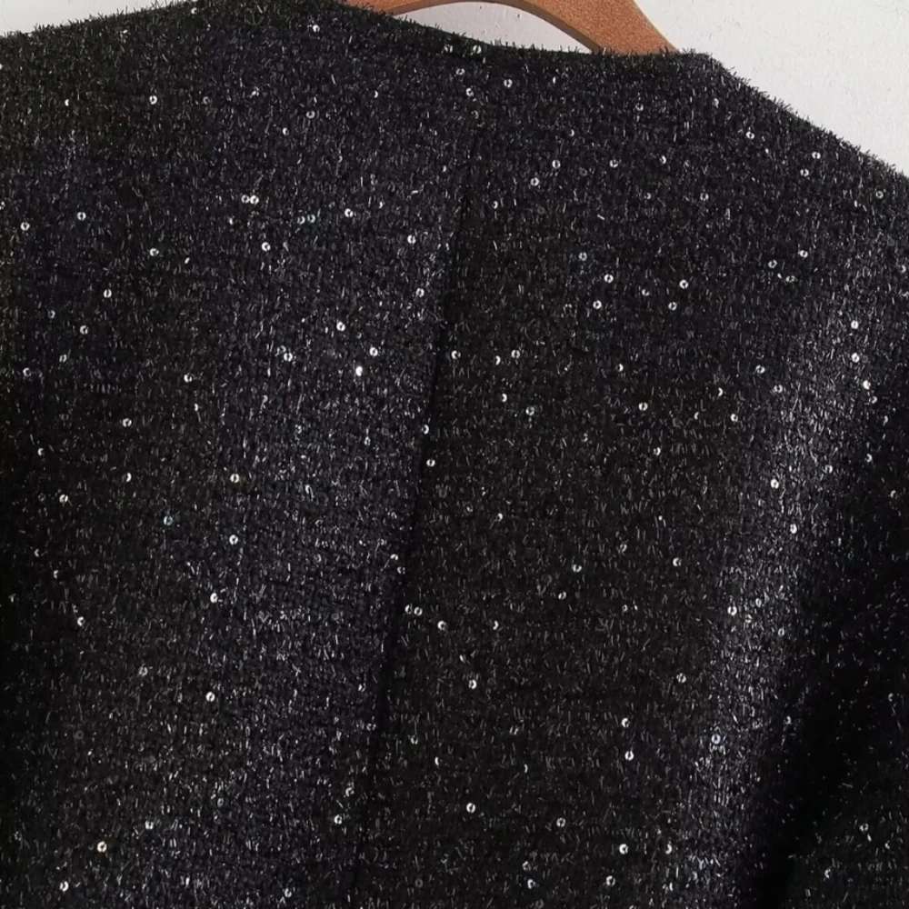NWT Zara Metallic Tweed Sequin Cropped Blazer – Chanel Vibes – XS - Picture 6 of 11
